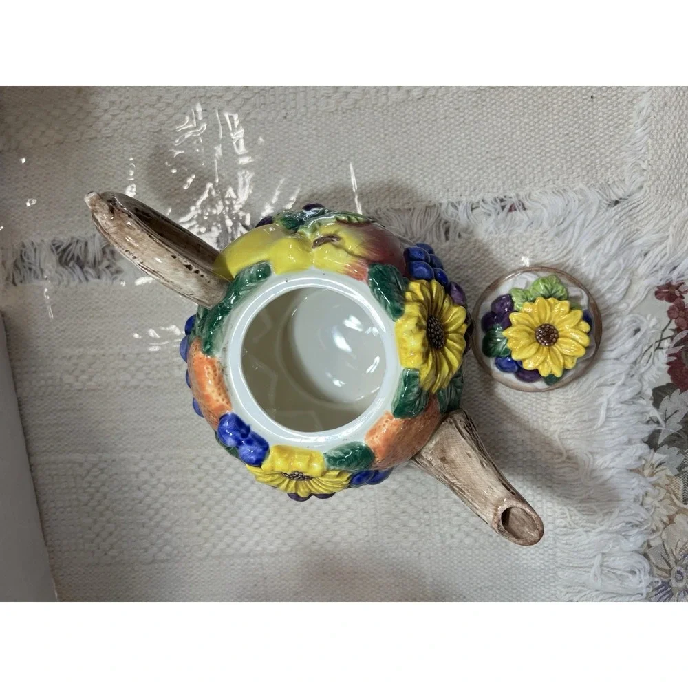 VTG Tommy China Ceramic Teapot, Teacup & Plate,‎ Sunflower & Fruit Design, Japan